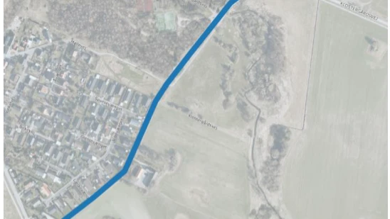 Kort over den strækning, hvor der er vejarbejde